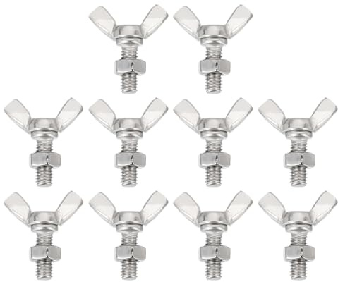 QUARKZMAN 10 Stück M6-1x16mm metrische Flügelschrauben mit 10 Stück Muttern, Schmetterlingschrauben aus Edelstahl 304, Maschinenbefestigung Daumenschrauben mit metrische Flügelschrauben