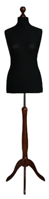 LUSORIA Schneiderpuppe, Schneiderbüste weiblich schwarz/Dunkles Holz (M 38/40)
