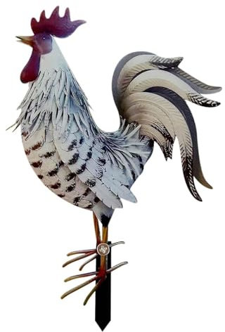 Huhn Gartendeko Garten Stecker Metall Stecker Gartendeko Gartenstecker Huhn Gartenstatuen Huhn Deko Huhn Gartenschilder Garten Dekoration Tier Gartendekorationen Gartenstecker (z2-White, One Size)