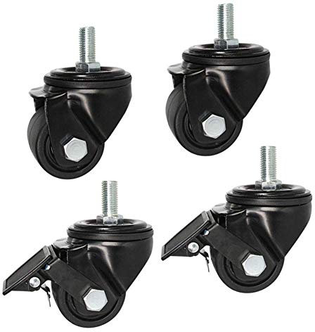 4 x Hochleistungsrollen, Universal-Drehgelenk, Vorbauräder, mit Bremse, Gewinderad, Nylon, Industrie-Transportrollen, Tragfähigkeit 1000 kg, perfekt for Rollwagen, Möbel M16 x 30 mm (Color : 2-swivel