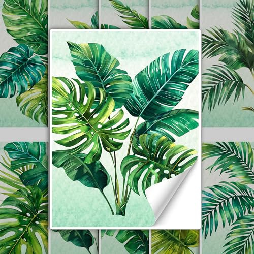 GRAZDesign Fliesenaufkleber Blätter Dschungel Tropical Bad & Küche, Fliesenbilder grün selbstklebend - 20x25cm / 20 Stück