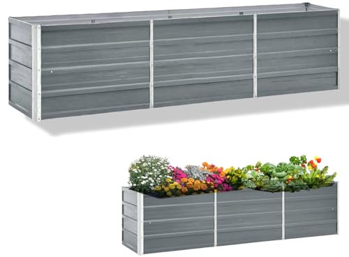 Letto per Orto Sopraelevato,Orto Rialzato da Esterno per Giardino,240×40×45 cm,Aiuola Rialzata da Giardino in Acciaio Zincato,Grigio, Impermeabile,per Coltivare Ortaggi,Erbe Aromatiche e Fiori,47044