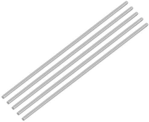 QUARKZMAN 5 Stück Gewindestangen, M5 x 250mm, 304 Edelstahl, Gewindestab mit metrischem Vollgewinde, M5-0,8 Gewindestift für Möbel- und Maschinenmontage