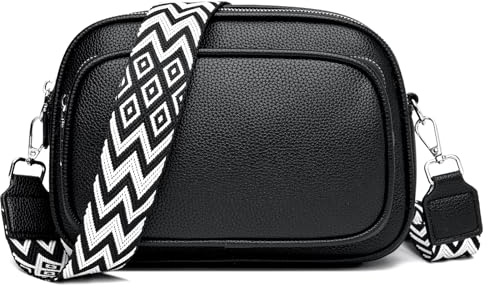 GUDIDBAG Sac Bandoulière Femme Porté Épaule en Cuir Moderne - Sacoche à Main avec Sangle Réglable et Amovible - Large Bandoulière Noir