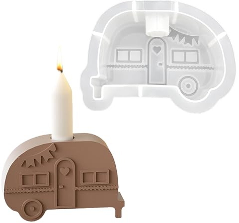 YEJAHY Camping Bus Silikonform Kerzenhalter, Silikonformen gießformen, Gießformen für beton, Silikonform teelichthalter, Auto Gießform Kerzenhalter
