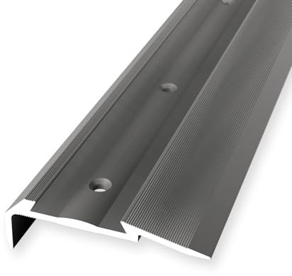 Treppenkantenprofil 18.7 x 60 x 2500 mm Winkelprofil Aluminium Geriffelt Versenkt Gebohrt Edelstahl Einfasshöhe 0-12 mm Küberit