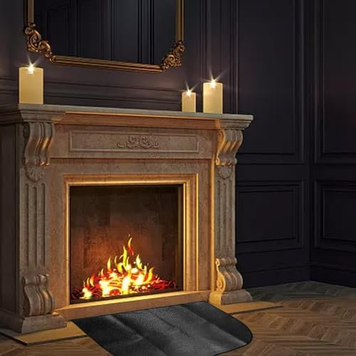 Tapis de cheminée ignifuge pour cheminée en toute sécurité, matériau en fibre de verre de silice de qualité supérieure (50 x 100 cm)