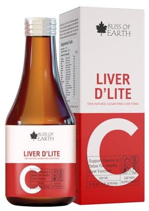 BLISS OF EARTH Liver Detox and Repair Syrup – No Added Sugar Herbal Formula with Natural Ingredients for Daily Detox, Support Healthy Liver Function, Improves Digestion & Appetite, 200ml