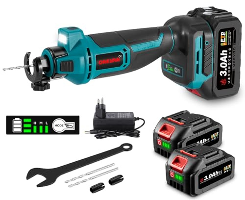 Cordless Drywall Cut Out Tool - Brushless Rotary Saw with Up to 30000 RPM, Compact Spiral Saw Kit for Cutting Wood Drywall, Sheetrock, Wood