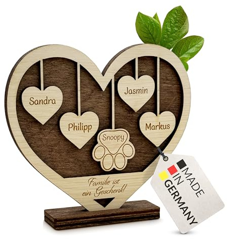 Birdart Box® Holzschild Herz mit Namen – moderne Holzdeko personalisiert aus umweltfreundlichem Holz, individuelles Geschenk mit Gravur (Herz)