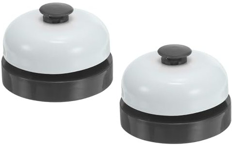 PATIKIL Desk Call Bell 2.5 Diameter,2 Pcs Dinner Desk Front Bell for Service with Metal Anti-Rust Construction for Hotel Restaurant Reception Areas Office Warehouse, Black/White