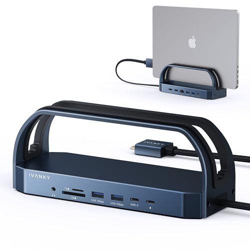 iVANKY 12-in-2 Vertikales Dock Stand für MacBook Pro mit 150W Netzteile | Dual 4K@60Hz Monitor Docking Station für Mac M3/M4 Pro/Max Display mit 2HDMI, 96W PD, 6 USB, Ethernet, SD/TF (FusionDock 2)