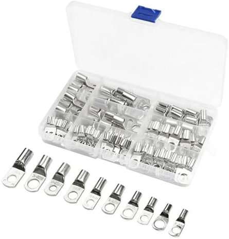 100PCS Ring Terminal Cable Shoes Lugs 35mm2 Tinned Copper Lug Wire eye Connectors BareTerminals Lugs Wire Copper Kit