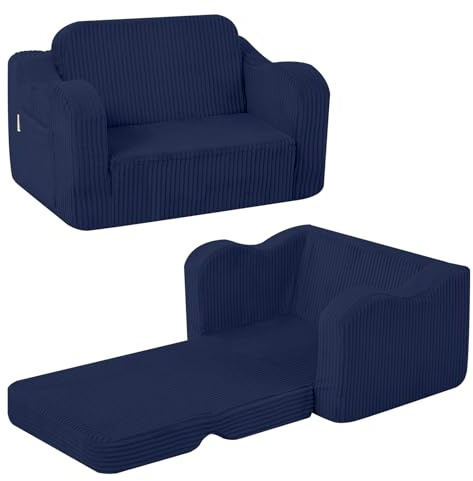 MeMoreCool Cord Kindersofa, Kinder Relaxsessel, Baby Lounge Sofa, Mini Couch für Kuschelecke Kinderzimmer, ausklappbare Couch für Jungen und Mädchen im Alter von 1–3 Jahren, Blau | Kinder Relaxsessel & Mini Couch, Ausklappbar für Kinderzimmer Kuschelecke, Geeignet für Jungen und Mädchen ab 1–3 Jahren