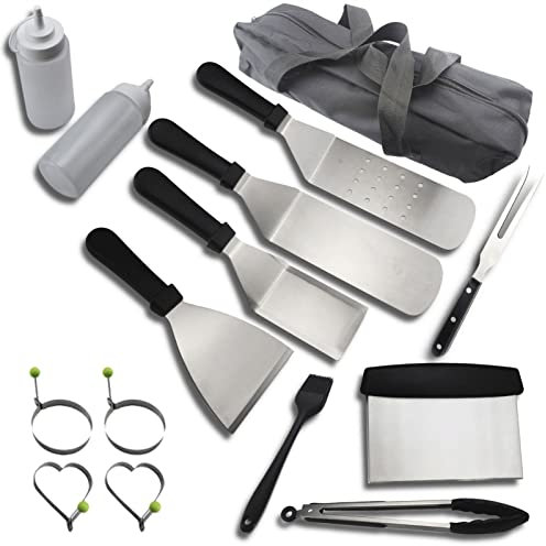 CVNIMV 15 PCS BBQ Grill Tools Set,Stainless Steel Grilling Kit, Complete Grilling Accessories in Portable Bag for Outdoor Barbecue, Picnic or Outdoor Camping