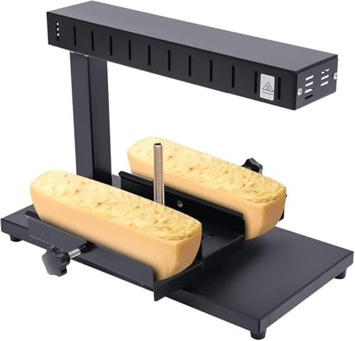 RMJEZTQD Commercial Cheese Melter Machine, Electric Raclette Cheese Melter Machine,Rapid Heating Raclette Grill, x2 Pieces of Tiltable Adjustable Half Cheese Wheel, Cheese Heater.