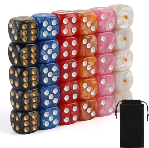 30 Pcs Dice Set, 16mm, Coloured, Two Color Pattern, for Playing Board Games