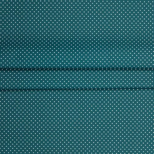 Beschichtete Baumwolle PETIT DOTS by Poppy – Zuschnitte & Meterware – 90% Baumwolle, 10% Polyacryl – ca. 150 cm breit – für Tischdecken, Taschen und Nähprojekte (Petrol)