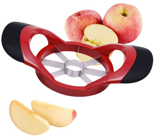 Apple Corer and Slicer - Professional Apple Cutter - Stainless Steel Slicer for Fruits - 8 Sharp Blade & Slices - Apple Corer Tool - Fruit Cutter (Red Black)