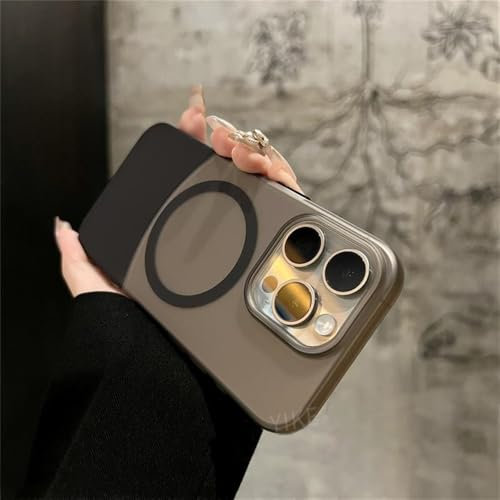 VFDHN Ultradünne, Matte, magnetische, kabellose Ladehülle 2 in 1, transparente Hülle für iPhone 15 14 Plus 13 12 11 Pro Max, schwarz, für iPhone 14Plus