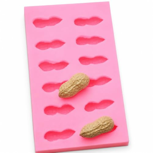 Haione Moule en silicone en forme de cacahuètes pour décoration de gâteau au chocolat pour biscuits, glaçons, bougies, savons