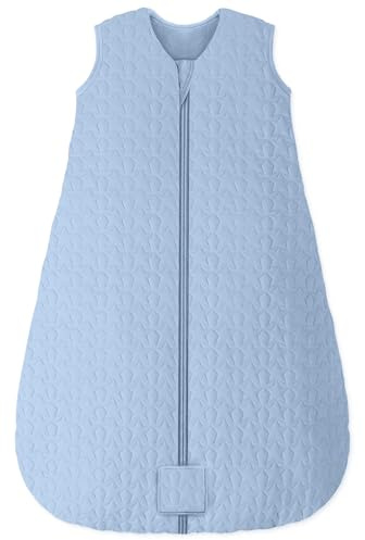 Unnivoll Schlafsack Baby Winter 2.5 Tog Baby Schlafsack 12-18 Monate Baumwolle Babyschlafsack Neugeborene Winterschlafsack Baby Warm und Weich 84 cm für Jungen Mädchen Blau