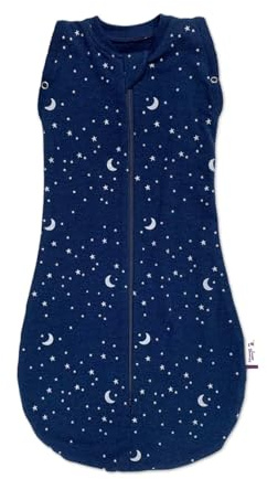 Sweet Dreamers, Baby Sleep Bag | 3-12 months, 1.0 TOG | Soft Bamboo and Cotton Fabric Baby Sleeping Bag | Blue Moon and Stars