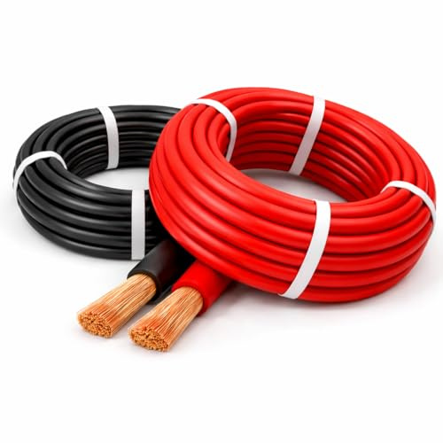 MKGT Hi-Flex 50 mm² 345 Amp Automotive Starter/Inverter/Saldatura/Batteria Cavo di alimentazione in PVC – Cavo di alimentazione multifilo in rame ad alta corrente per auto, furgoni, uso marittimo e