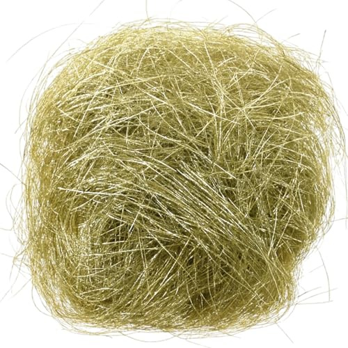 MIJOMA Fibras decorativas de pelo de ángel, decoración navideña brillante para manualidades y diseño, ideal para árboles, arreglos, corona de Adviento y decoración de mesa (oro claro)