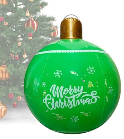 Pallina di Natale gonfiabile – Grande Pallone in PVC 50 X 50 CM Ornamento Gonfiabile Riutilizzabile, Peso 180 G, Accento Vacanze | Ufficio Giardino Scuola Balcone Interno Esterno Display