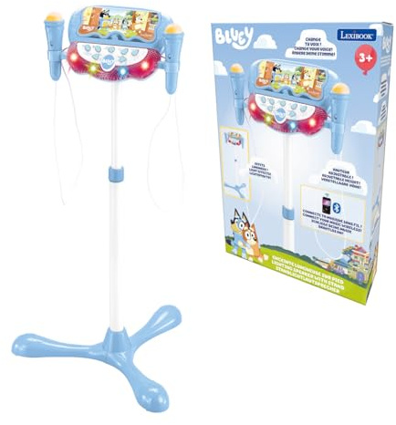 Lexibook, Bluey, Lautsprecher-Ständer-Set, S160BYLXB | Höhenverstellbar, 2 Mikrofone, Lichteffekte, MP3, AUX-Eingang, Bluetooth, Stimmeffekte, Blau