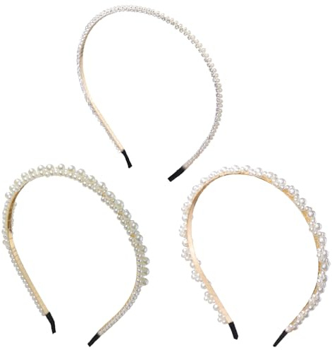 TRKETK 3 Stück Perlen Haarreif Weiße Faux Perlen Damen Haarreif und Kopfschmuck Elegant Retro Hochzeitsfrisuren Accessoires für Hochzeit Geburtstag Party Valentinstag Geschenke