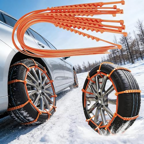CUVZORA 20 Stück Auto Schneeketten Anti-Rutsch Reifenketten Kabelbinder Universal Wiederverwendbar für Pkw Geländewagen SUVs geeignet für Schnee Schlamm und Hängen kompatibel mit 205 55 R16 205 60 R16