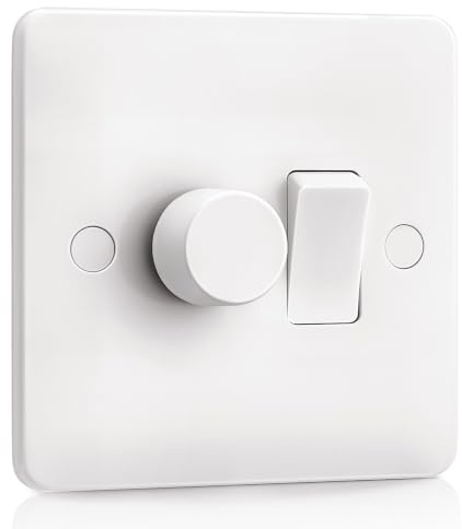SURAIELEC 2 in 1 LED Dimmer Switch & Independent Rocker Wall Light Switch | 2 Gang 2 Way, Switchable Leading & Trailing Edge for Dimmable LED (3-100W), Halogen Incandescent (3-150W) + 10A 2400W Switch