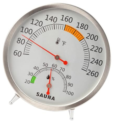 Mechanical Sauna Gauge Temp Humidity Meter Stainless Steel Analog Meter for Sauna Room Comfort Checks At Home Use Analog Gauge Mechanical Stainless Steel Room Climate Home Humidity Spa Temp