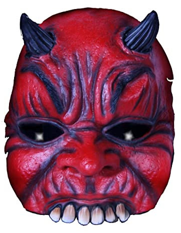 Thetru 2349 Horrormaske Teufel Diablo Halbmaske Latex Latexmaske Zombie Leiche Untoter Monster Halloween-Accessoire Zubehör Halloweenkostüm Karneval Fasching Verkleidung