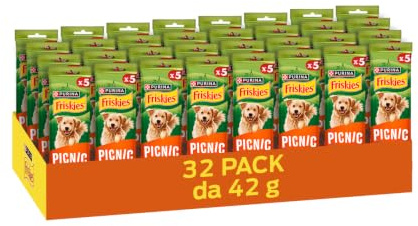PURINA FRISKIES Picnic Snack per Cani Adulti con Manzo Stick 32 Confezioni da 42g