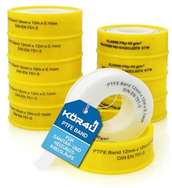 kör4u 10 x nastro in teflon DVGW per gas e acqua PTFE nastro sigillante