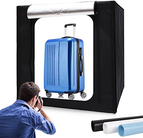 Photo Light Box Large Kit 39x39in/100x100cm Dimmable Studio Professional Cube Shooting Tent Box with 96x4 LED Lights Strips 3X PVC Backgrounds for Jewelry Product Photography (15000lm,CRI:95+)