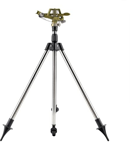 360 Grad Zinklegierung Bewässerungssprinkler Stativ Gartensprenger Sprinkler Automatisch rotierende Bewässerungsspritze für Hausgarten Hof Rasen