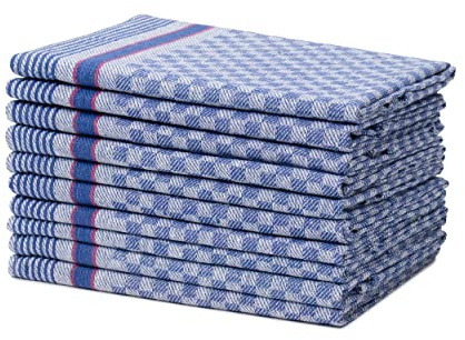 Amago Lot de 10 torchons 100 % coton multi-usages, 50 x 100 cm - Bleu
