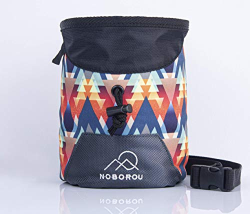 Noborou Chalk Bag for Rock Climbing + Crossfit + Weightlifting | Bouldering Chalk Bag | Wide Opening | Large Zippered Pocket | Adjustable and Removable Belt