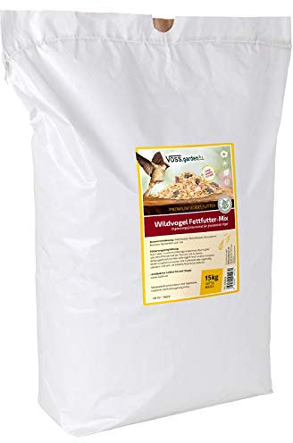 VOSS.garden 15kg Wildvogel Fettfutter-Mix Streufutter Vogelfuttermischung für Vogelhaus und Futterstation