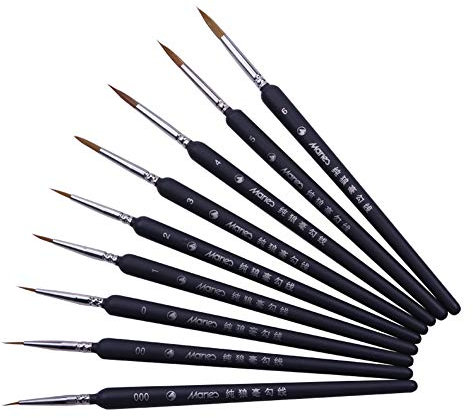 Maotrade 9 Stück Pinselset Acrylfarben Malen nach Zahlen Pinsel Set Fein Rotmarder Pinsel für Modellbau Ölfarben Wasserfarben Miniaturen Aquarell Nägel Gesicht Strichzeichnung