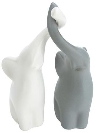 kiss me 2 Stück liebevolle Elefanten-Statue, Paar-Elefanten-Ornamente, Wohnaccessoires, dekorative Elefantenfiguren, Tierfiguren, Porzellan-Skulpturen, Geburtstagsgeschenke (B: 11 x 15 cm)