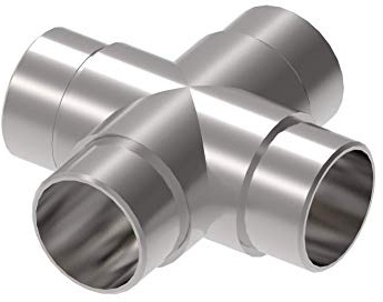 Sellon24® Geländer Edelstahl Rohrverbinder Rohrbogen Wandanker Kreuzverbinder 42,4x2,0mm (Kreuzverbinder 0308)