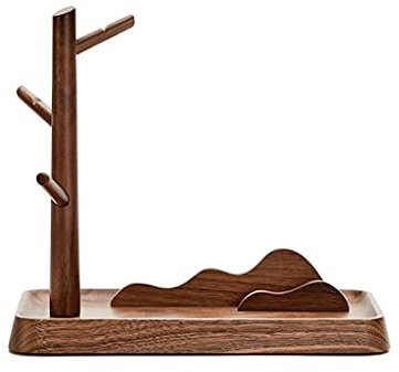 DUNAKE Porte-clés Décoratif en Bois Fait À La Main,Vide Poche Entree Organisateur,Plateau À Bijoux Bol À Clé,Fait À La Main, Plateau De Service pour Thé, Aliments, Décoration De La Maison(Noyer)