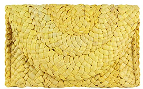 EVEOUT Handtasche aus gewebtem Stroh für Damen Vintage Clutches Brieftasche Strand Urlaubstasche Gelb