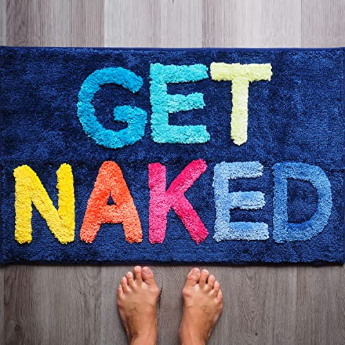 Evovee Get Naked Badematte, , niedlich, Badezimmerteppiche, blau, Regenbogen, mehrfarbig, bunt, für Dusche, Badezimmerdekoration, niedliche, rutschfest, waschbar (Regenbogenblau)