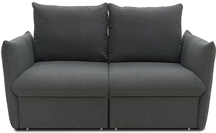 DOMO. collection Sofa Cloud Box, 2 Sitzer mit Schlaffunktion und Boxspringfederung, 2er Couch mit Bettauszug, Schlafsofa, Boxspringsofa 180 x 97 x 100 cm (BxTxH), dunkelgrau